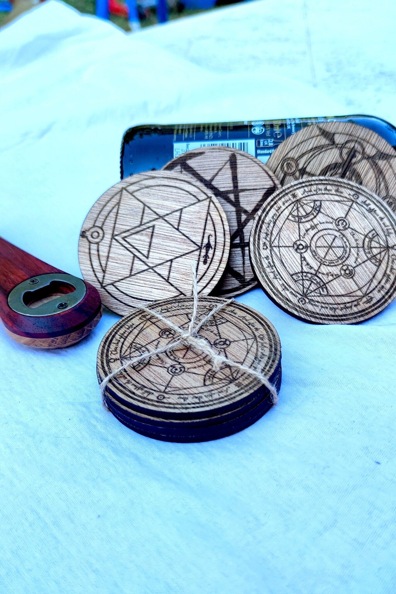 Sous-verre en bois Full Metal Alchemist - Lot de 4