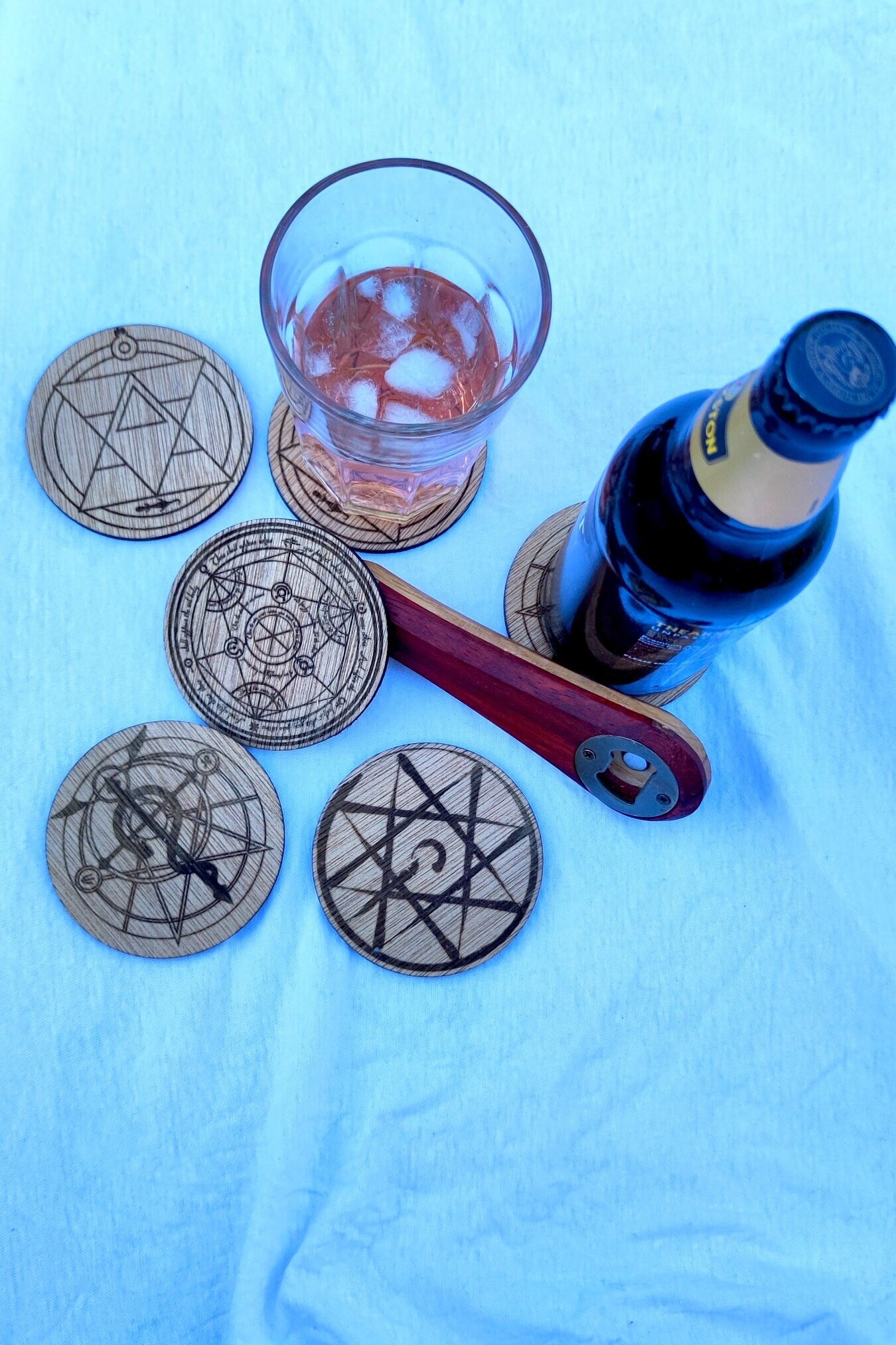 Sous-verre en bois Full Metal Alchemist - Lot de 4