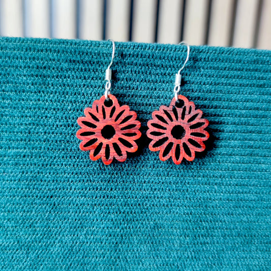 Boucle d'oreilles en bois - Marguerites