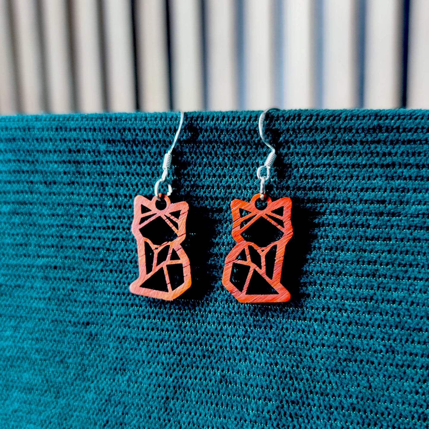 Boucle d'oreilles en bois - Félins