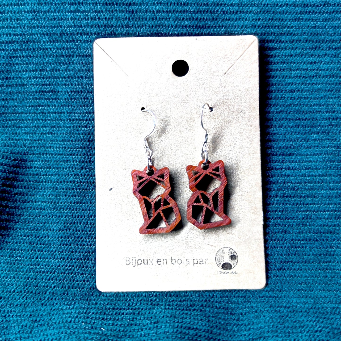 Boucle d'oreilles en bois - Félins
