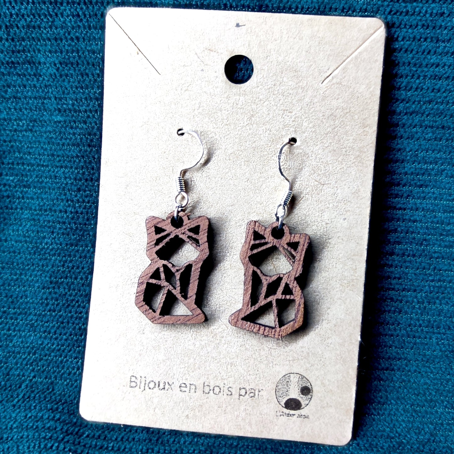 Boucle d'oreilles en bois - Félins