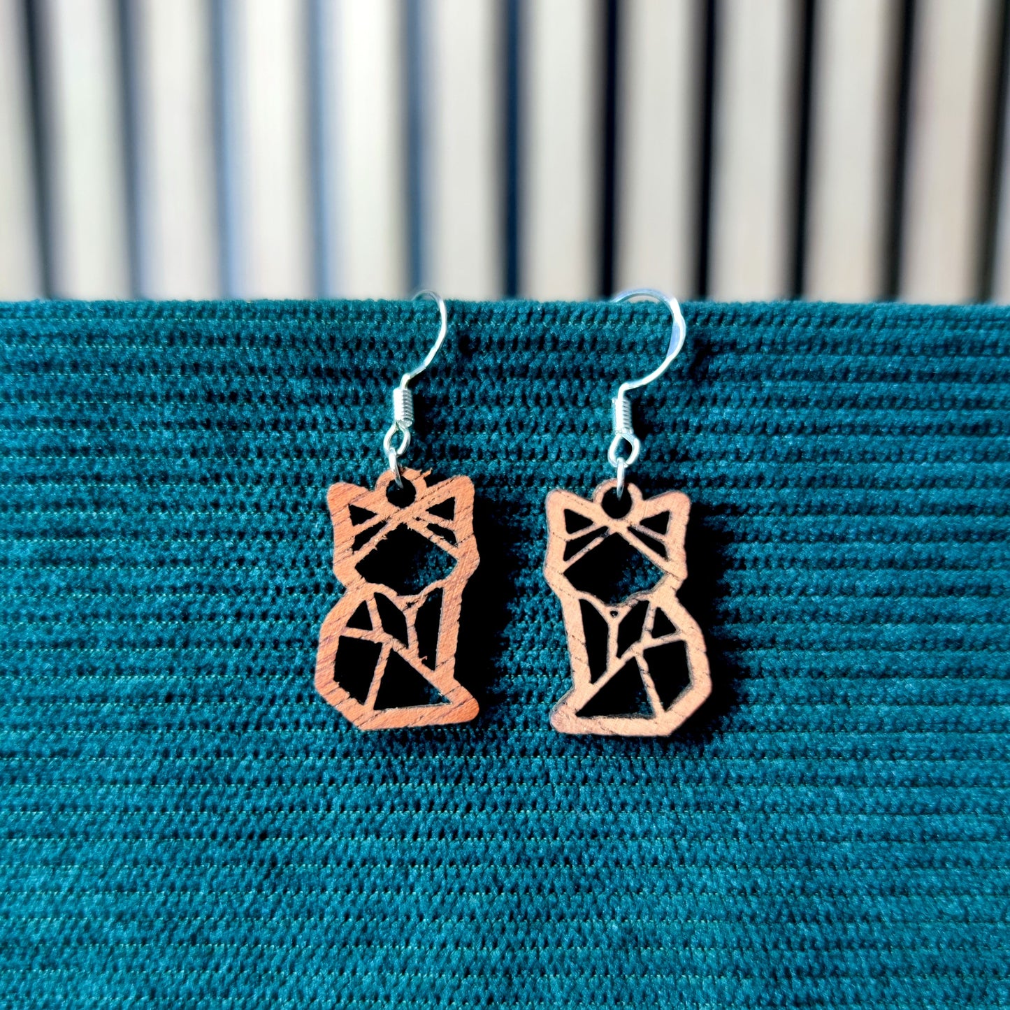 Boucle d'oreilles en bois - Félins