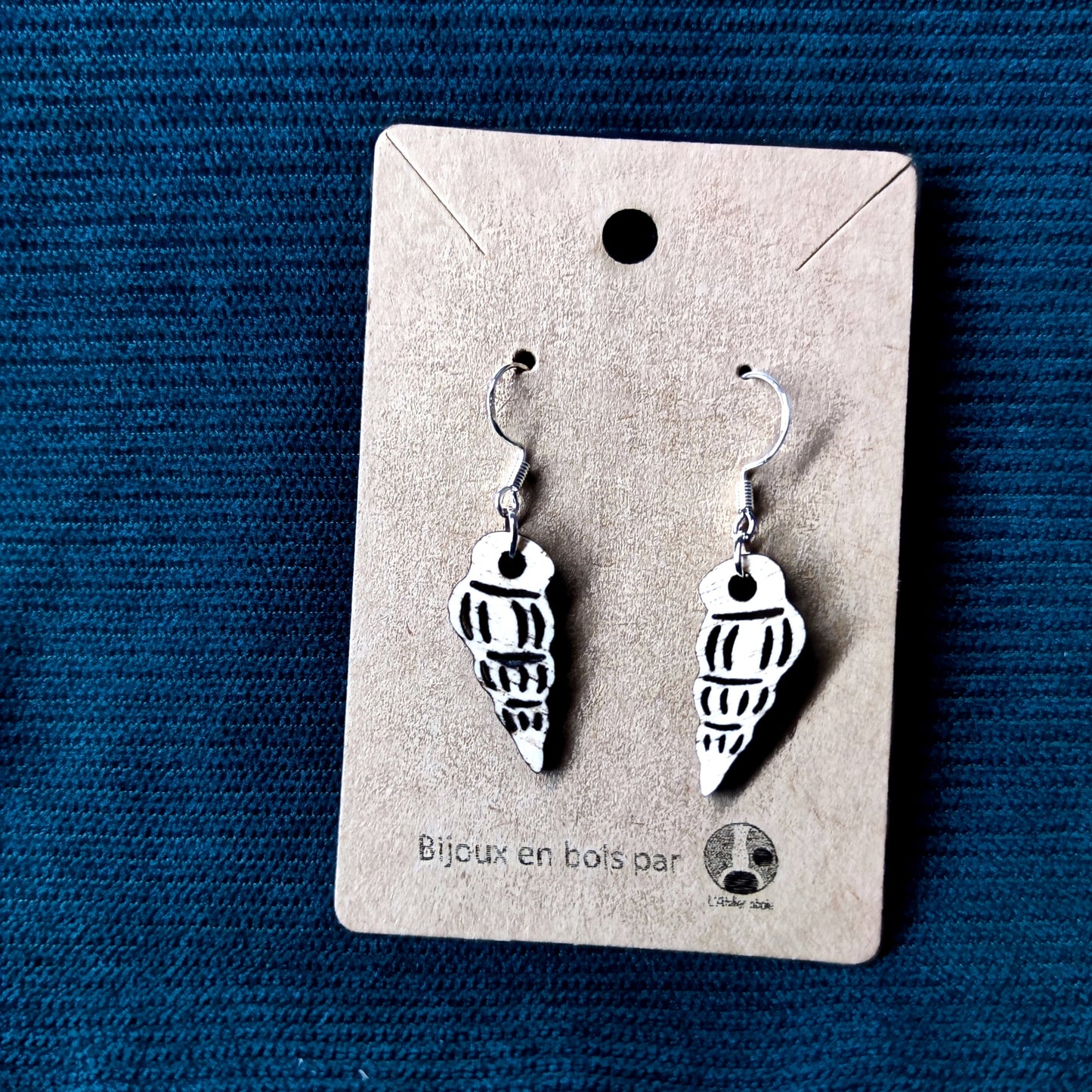 Boucle d'oreilles en bois - Conques coquillages