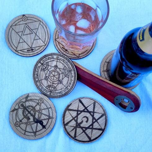 Sous-verre en bois Full Metal Alchemist - Lot de 4
