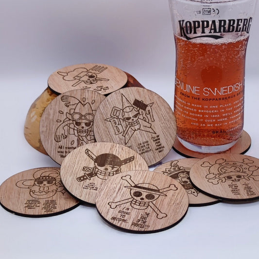 Sous-verre en bois One Piece - Lot de 9