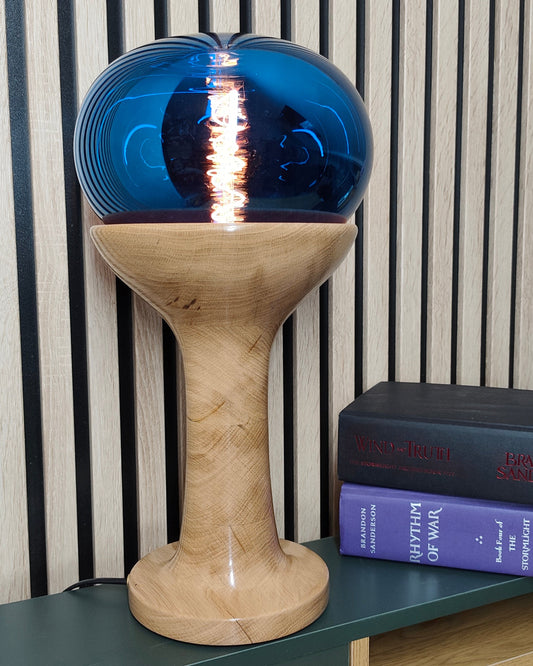 photo lampe chêne sorbet bleue