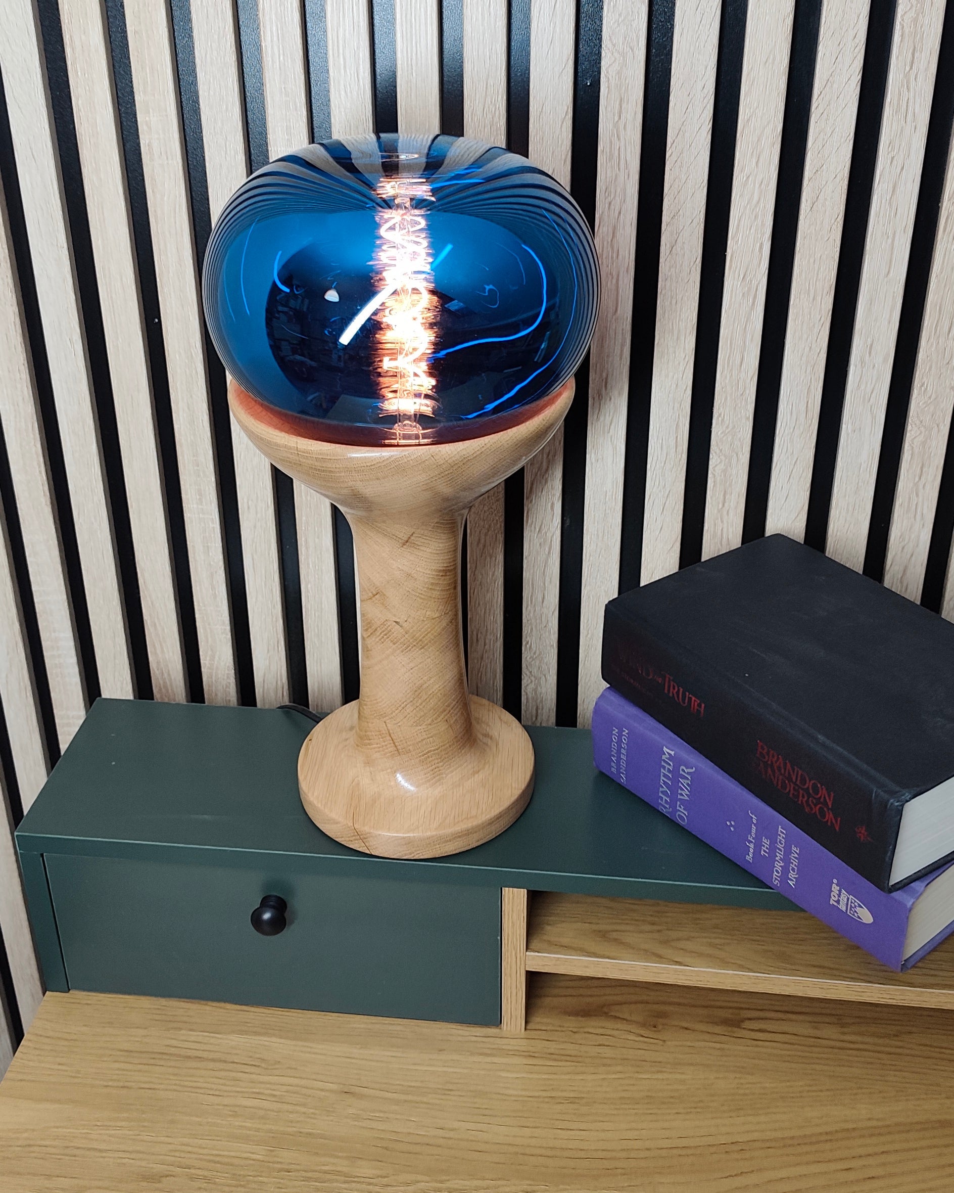 photo lampe chêne sorbet bleue haut