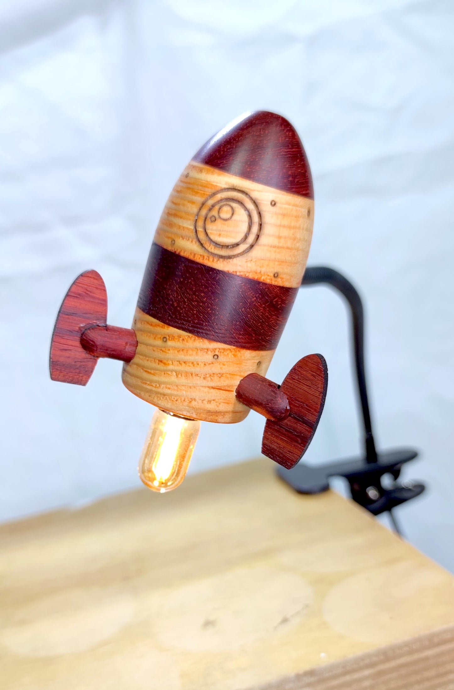 Rocket bedside/night light with clip -