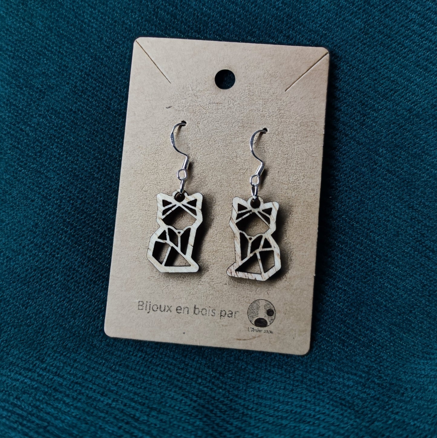 Boucle d'oreilles en bois - Félins