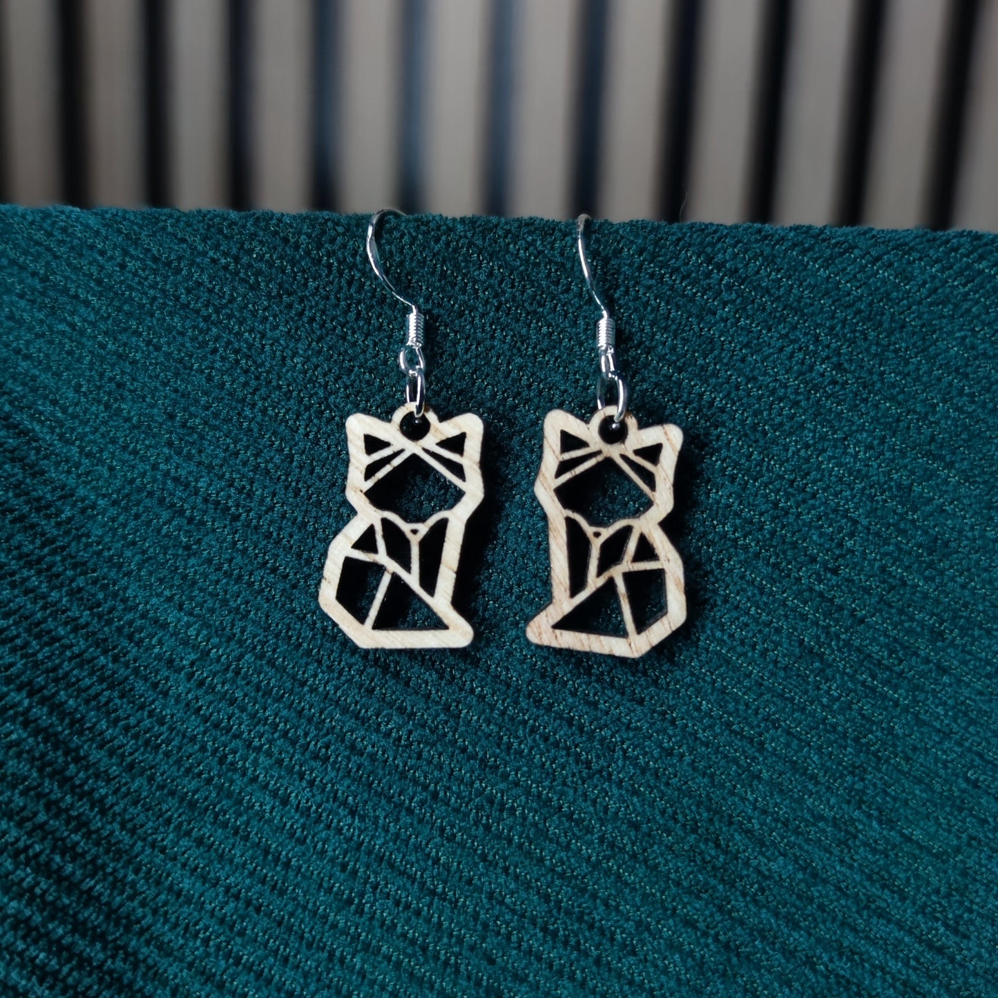 Boucle d'oreilles en bois - Félins